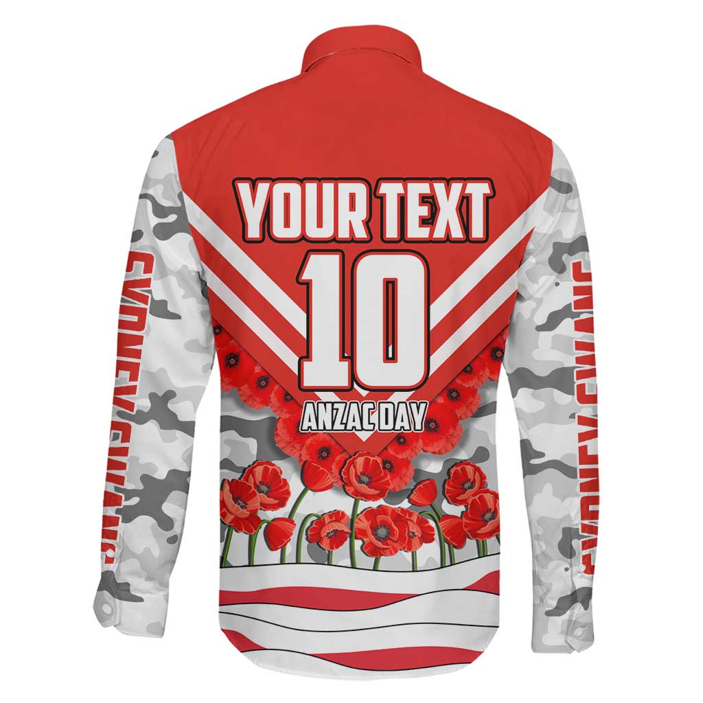 Personalised Sydney Swans ANZAC Family Matching Summer Maxi Dress and Hawaiian Shirt Military Remembrance Australian Football Mascot Camouflage