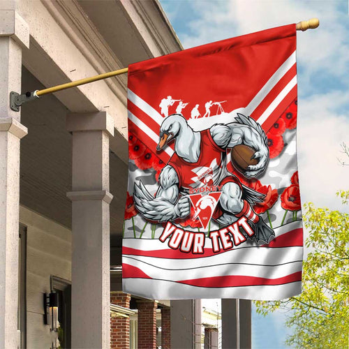 Personalised Sydney Swans ANZAC Garden Flag Military Remembrance Australian Football Mascot Camouflage