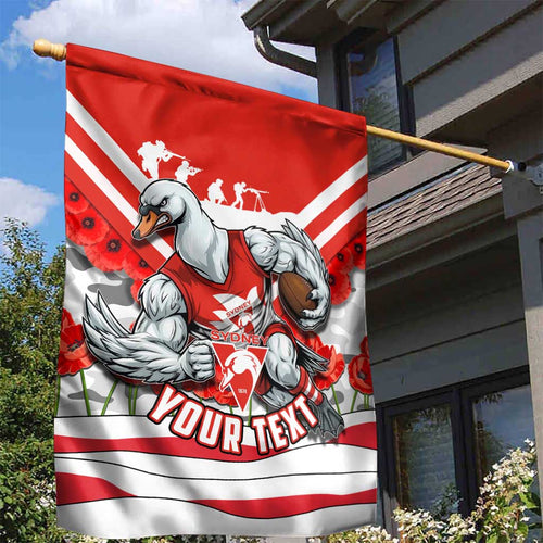 Personalised Sydney Swans ANZAC Garden Flag Military Remembrance Australian Football Mascot Camouflage