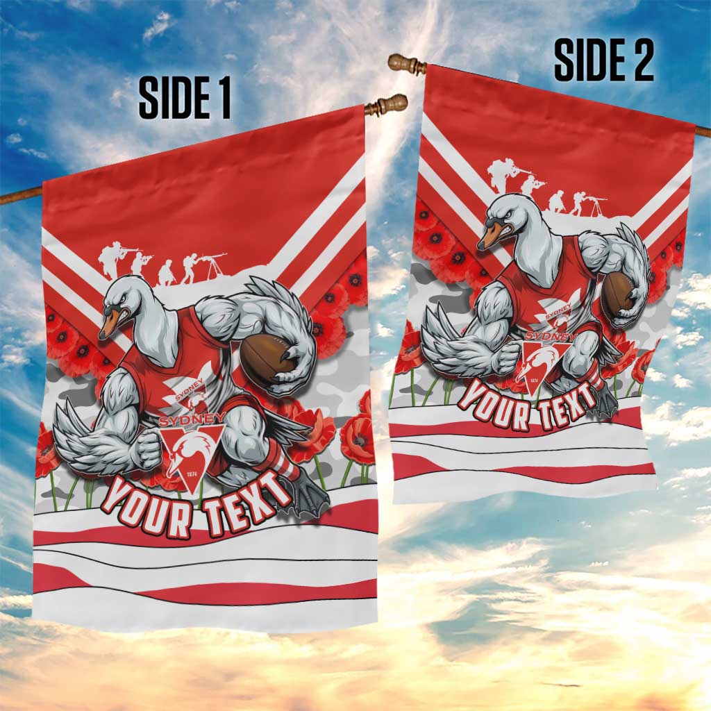 Personalised Sydney Swans ANZAC Garden Flag Military Remembrance Australian Football Mascot Camouflage