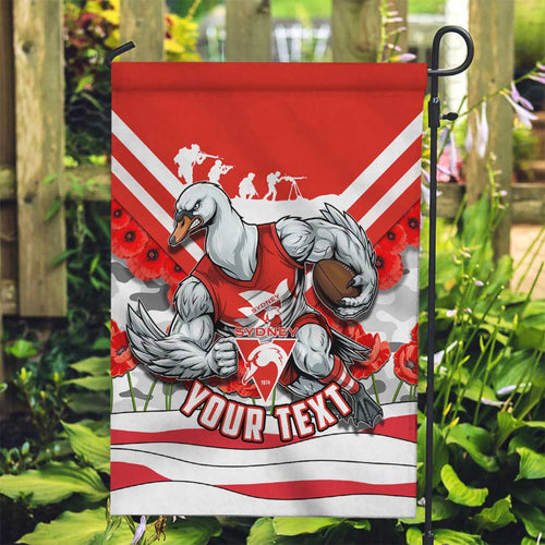 Personalised Sydney Swans ANZAC Garden Flag Military Remembrance Australian Football Mascot Camouflage