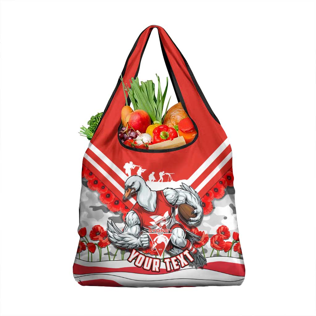 Personalised Sydney Swans ANZAC Grocery Bag Military Remembrance Australian Football Mascot Camouflage