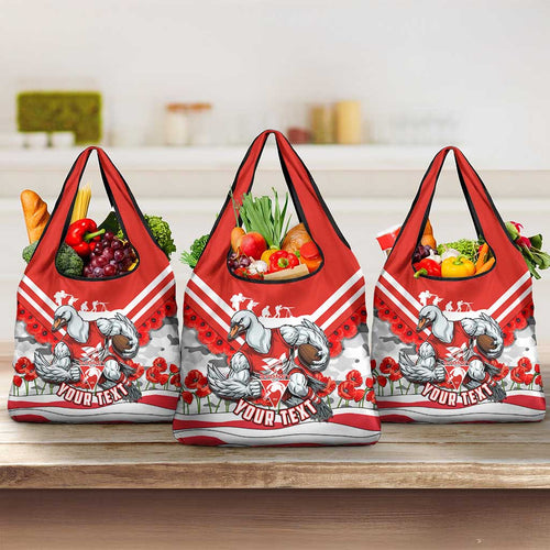 Personalised Sydney Swans ANZAC Grocery Bag Military Remembrance Australian Football Mascot Camouflage