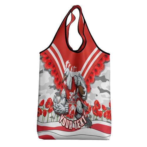 Personalised Sydney Swans ANZAC Grocery Bag Military Remembrance Australian Football Mascot Camouflage