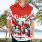 Personalised Sydney Swans ANZAC Hawaiian Shirt Military Remembrance Australian Football Mascot Camouflage