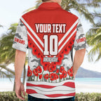 Personalised Sydney Swans ANZAC Hawaiian Shirt Military Remembrance Australian Football Mascot Camouflage