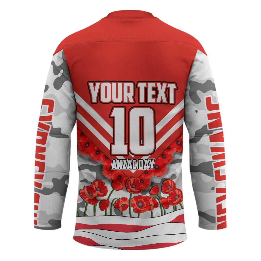 Personalised Sydney Swans ANZAC Hockey Jersey Military Remembrance Australian Football Mascot Camouflage