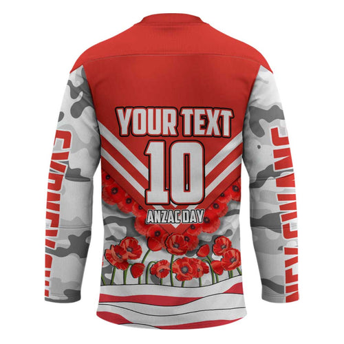 Personalised Sydney Swans ANZAC Hockey Jersey Military Remembrance Australian Football Mascot Camouflage