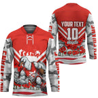 Personalised Sydney Swans ANZAC Hockey Jersey Military Remembrance Australian Football Mascot Camouflage