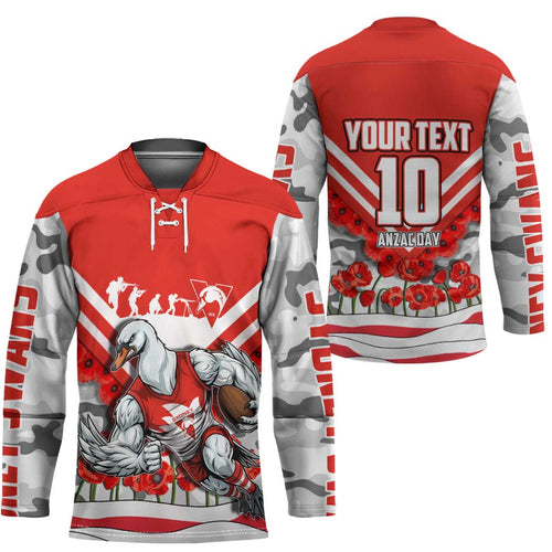 Personalised Sydney Swans ANZAC Hockey Jersey Military Remembrance Australian Football Mascot Camouflage