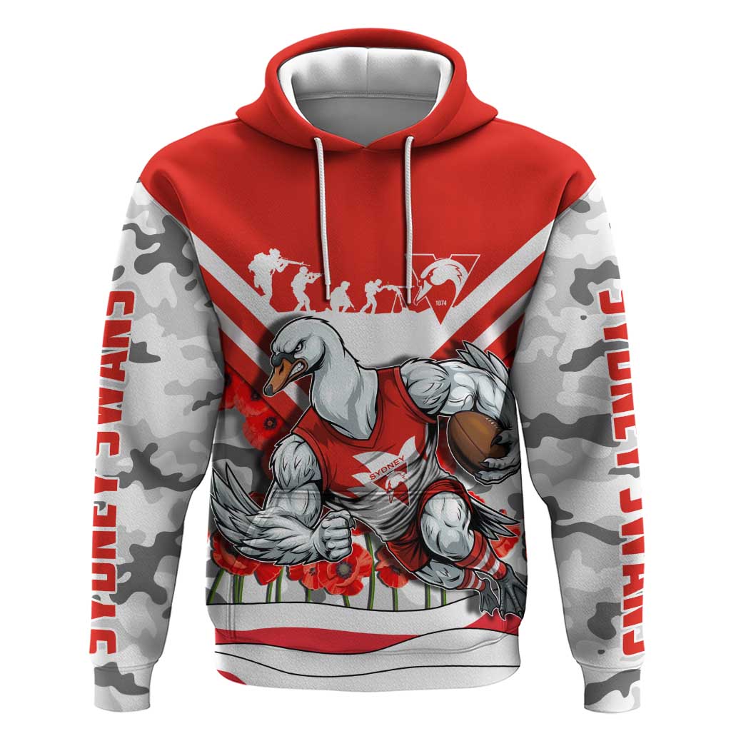Personalised Sydney Swans ANZAC Hoodie Military Remembrance Australian Football Mascot Camouflage