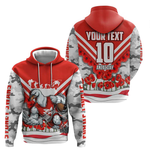 Personalised Sydney Swans ANZAC Hoodie Military Remembrance Australian Football Mascot Camouflage