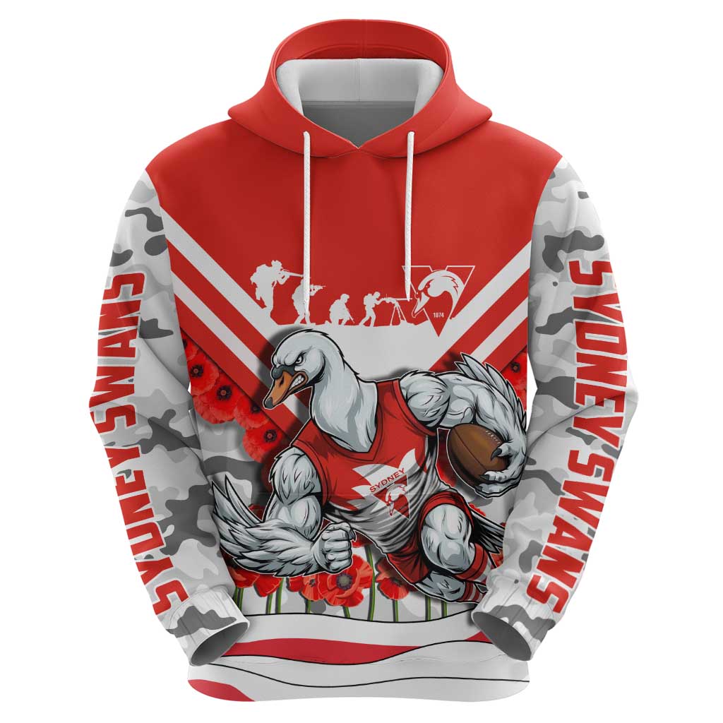 Personalised Sydney Swans ANZAC Hoodie Military Remembrance Australian Football Mascot Camouflage