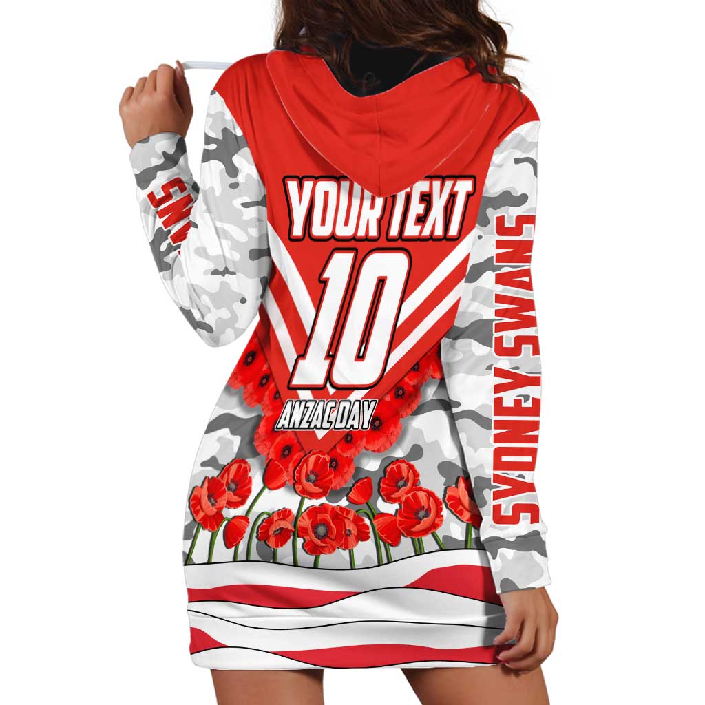 Personalised Sydney Swans ANZAC Hoodie Dress Military Remembrance Australian Football Mascot Camouflage