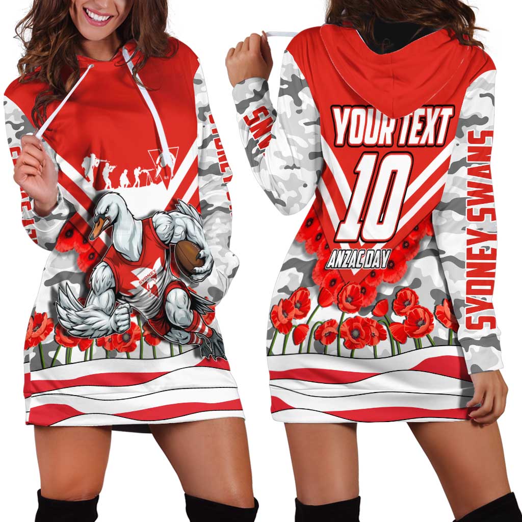 Personalised Sydney Swans ANZAC Hoodie Dress Military Remembrance Australian Football Mascot Camouflage