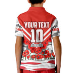 Personalised Sydney Swans ANZAC Kid Polo Shirt Military Remembrance Australian Football Mascot Camouflage