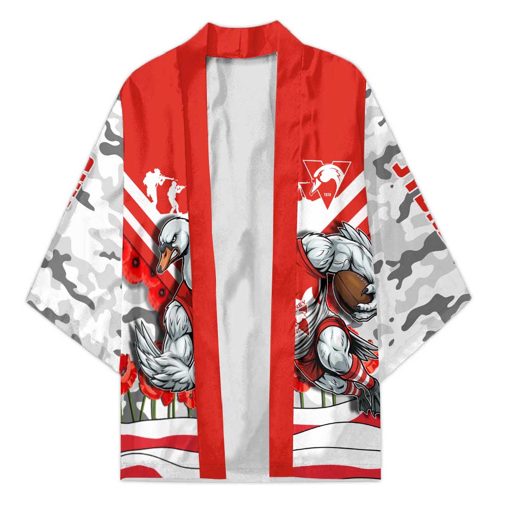 Personalised Sydney Swans ANZAC Kimono Military Remembrance Australian Football Mascot Camouflage
