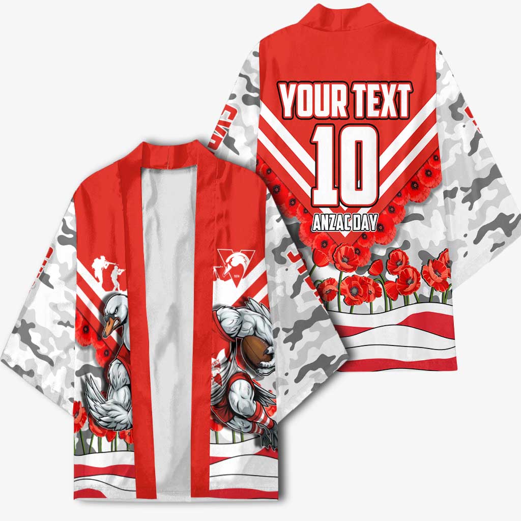 Personalised Sydney Swans ANZAC Kimono Military Remembrance Australian Football Mascot Camouflage