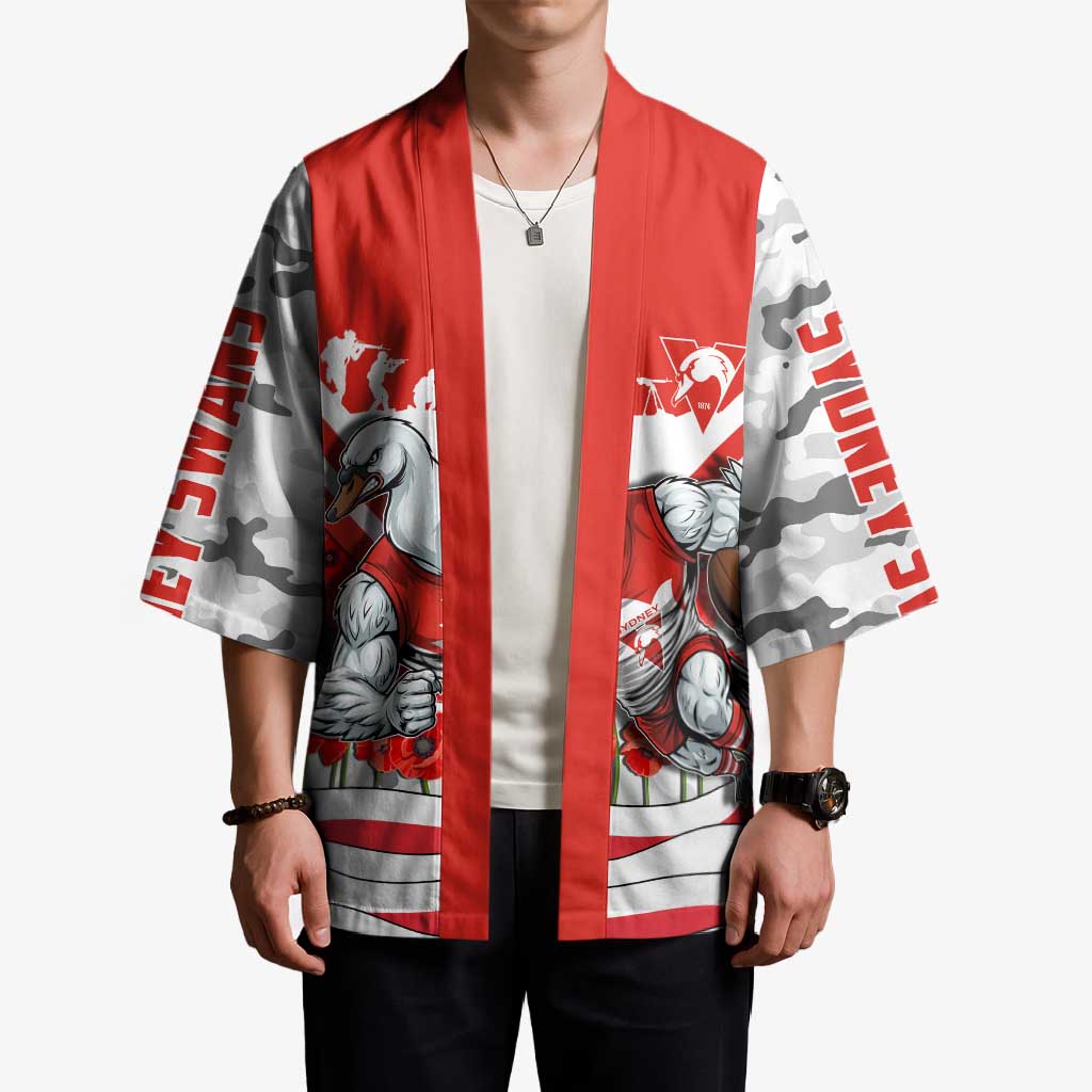 Personalised Sydney Swans ANZAC Kimono Military Remembrance Australian Football Mascot Camouflage