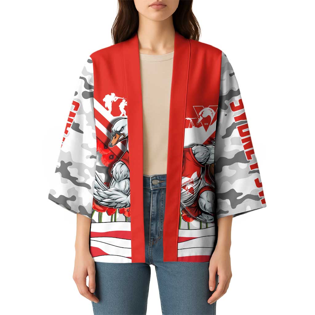Personalised Sydney Swans ANZAC Kimono Military Remembrance Australian Football Mascot Camouflage
