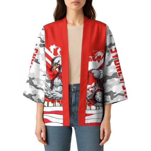 Personalised Sydney Swans ANZAC Kimono Military Remembrance Australian Football Mascot Camouflage