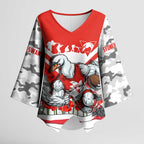 Personalised Sydney Swans ANZAC Kimono Sleeve Blouse Military Remembrance Australian Football Mascot Camouflage