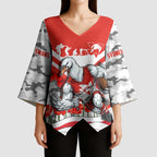Personalised Sydney Swans ANZAC Kimono Sleeve Blouse Military Remembrance Australian Football Mascot Camouflage