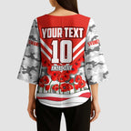 Personalised Sydney Swans ANZAC Kimono Sleeve Blouse Military Remembrance Australian Football Mascot Camouflage