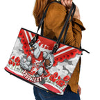 Personalised Sydney Swans ANZAC Leather Tote Bag Military Remembrance Australian Football Mascot Camouflage