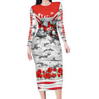 Personalised Sydney Swans ANZAC Long Sleeve Bodycon Dress Military Remembrance Australian Football Mascot Camouflage