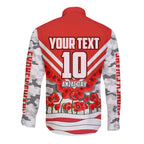 Personalised Sydney Swans ANZAC Long Sleeve Button Shirt Military Remembrance Australian Football Mascot Camouflage