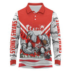 Personalised Sydney Swans ANZAC Long Sleeve Polo Shirt Military Remembrance Australian Football Mascot Camouflage
