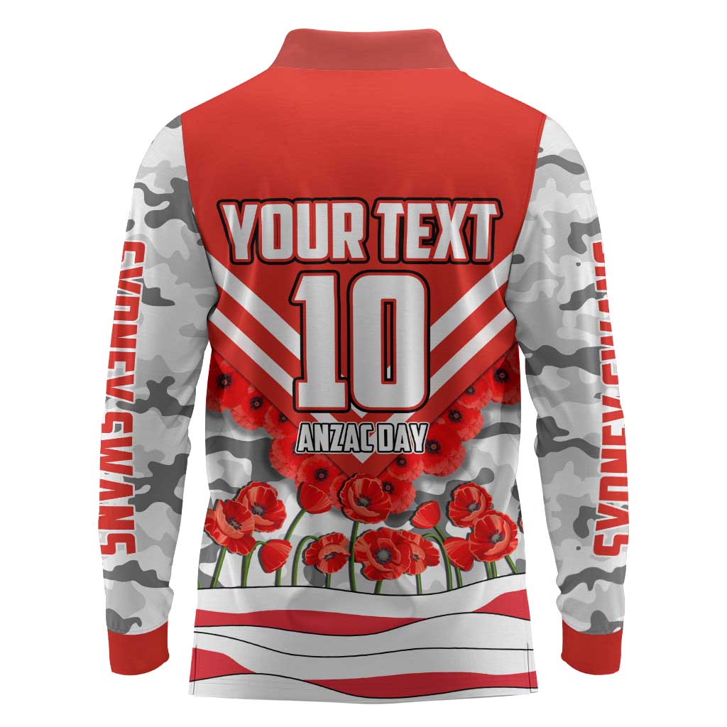 Personalised Sydney Swans ANZAC Long Sleeve Polo Shirt Military Remembrance Australian Football Mascot Camouflage