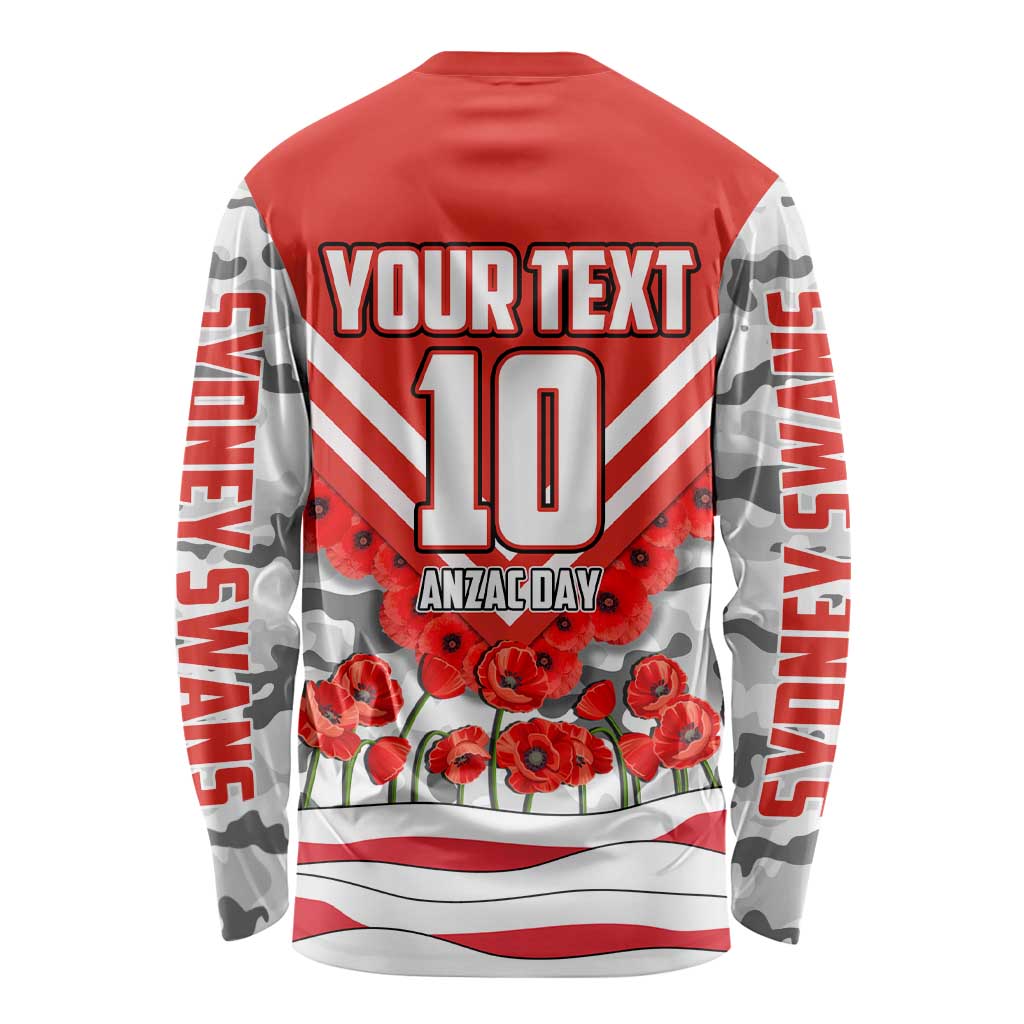 Personalised Sydney Swans ANZAC Long Sleeve Shirt Military Remembrance Australian Football Mascot Camouflage