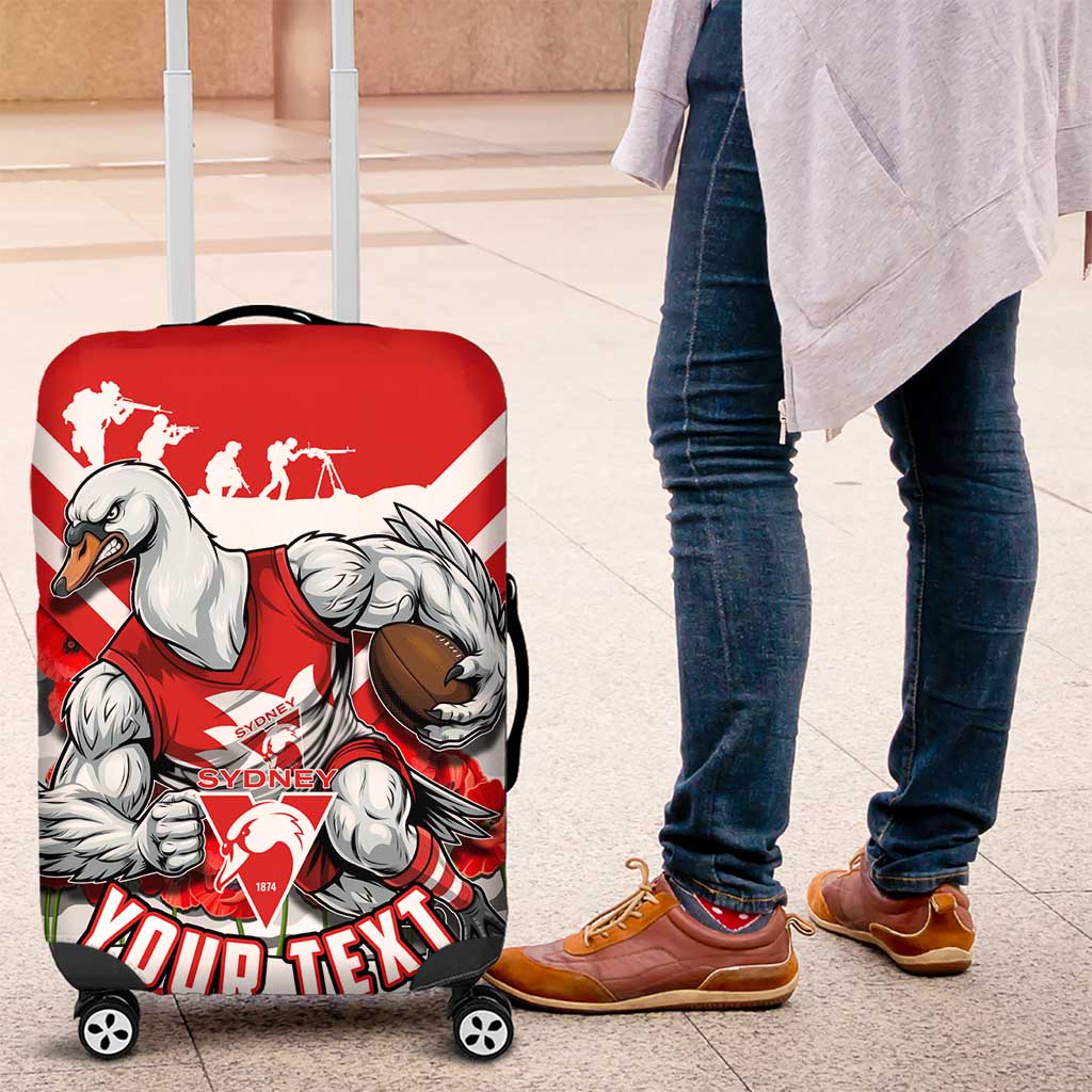 Personalised Sydney Swans ANZAC Luggage Cover Military Remembrance Australian Football Mascot Camouflage