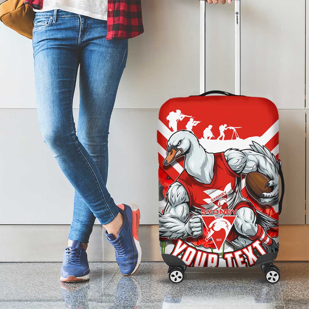 Personalised Sydney Swans ANZAC Luggage Cover Military Remembrance Australian Football Mascot Camouflage