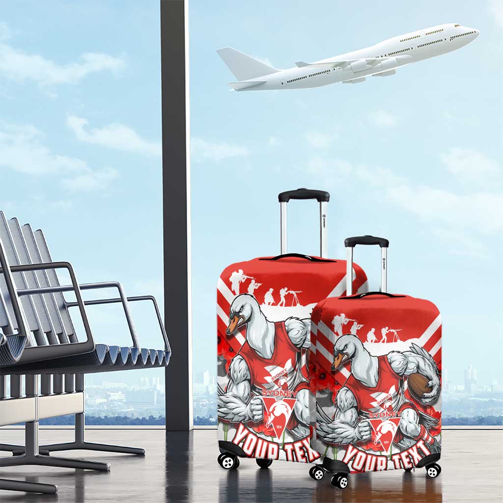 Personalised Sydney Swans ANZAC Luggage Cover Military Remembrance Australian Football Mascot Camouflage