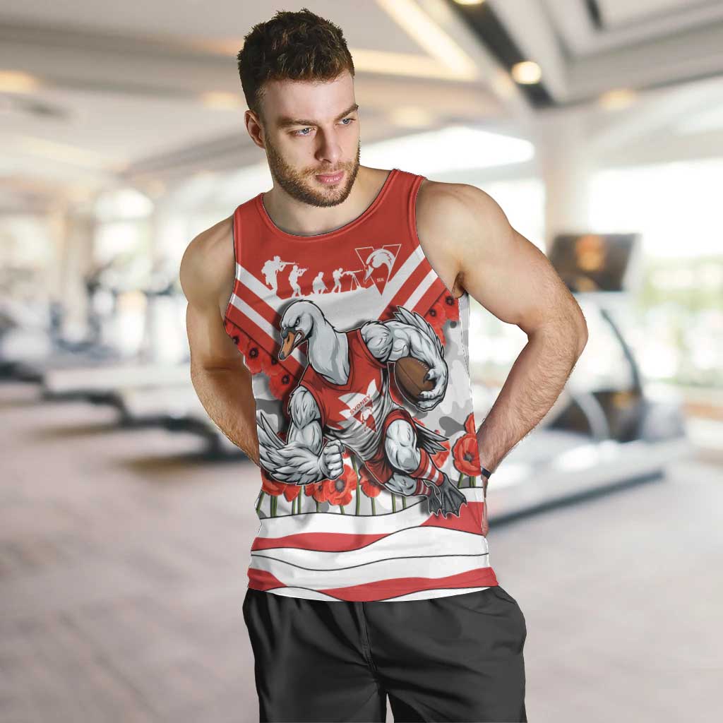 Personalised Sydney Swans ANZAC Men Tank Top Military Remembrance Australian Football Mascot Camouflage