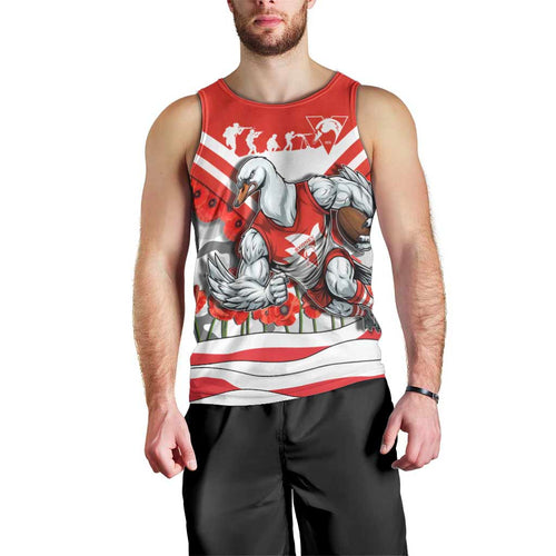Personalised Sydney Swans ANZAC Men Tank Top Military Remembrance Australian Football Mascot Camouflage