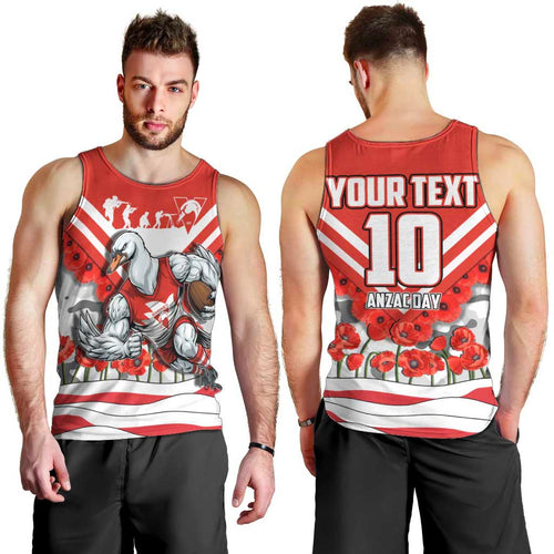 Personalised Sydney Swans ANZAC Men Tank Top Military Remembrance Australian Football Mascot Camouflage