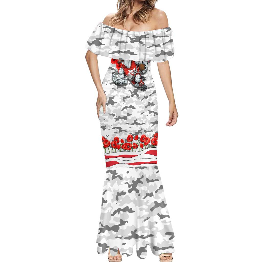 Personalised Sydney Swans ANZAC Mermaid Dress Military Remembrance Australian Football Mascot Camouflage