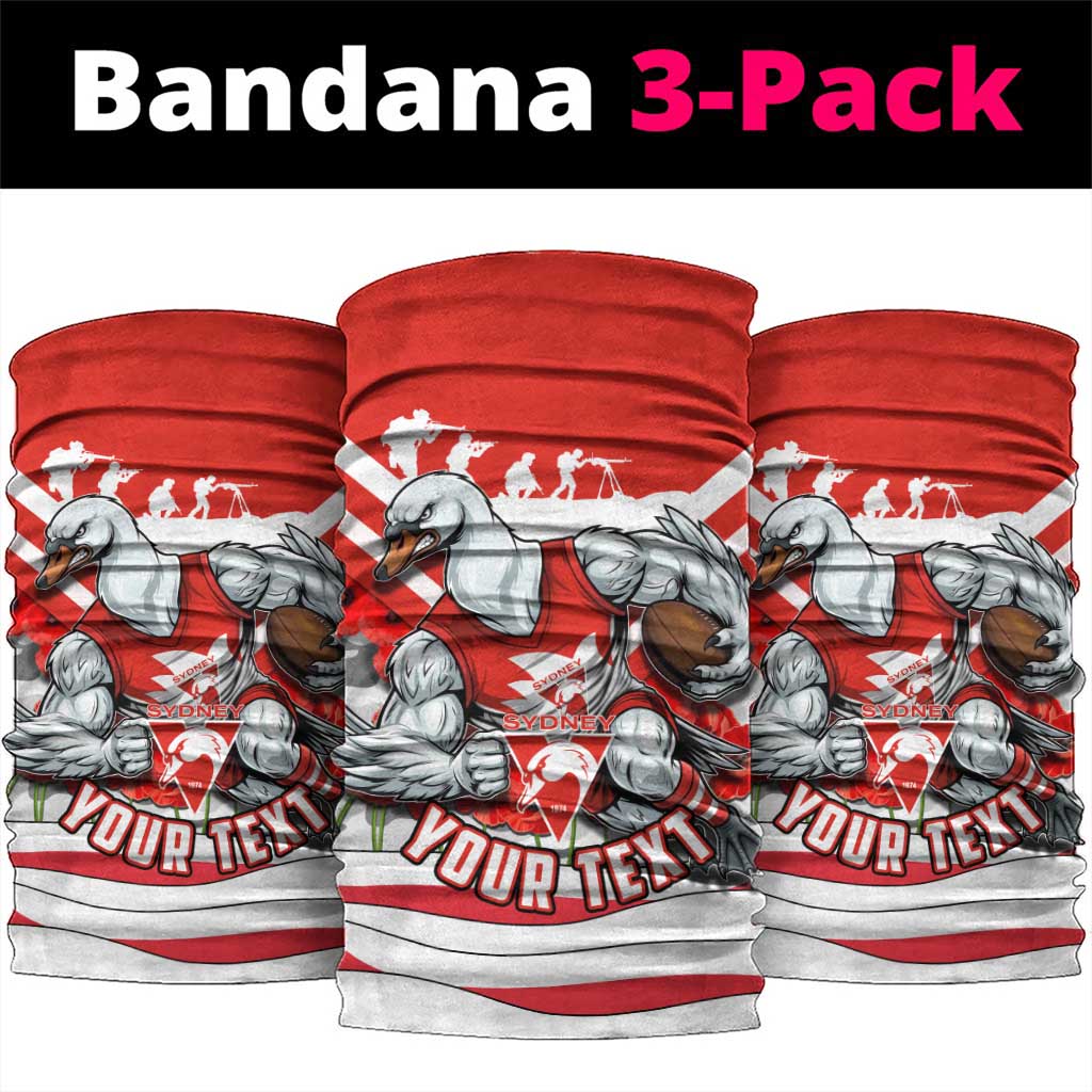 Personalised Sydney Swans ANZAC Neck Gaiter Military Remembrance Australian Football Mascot Camouflage