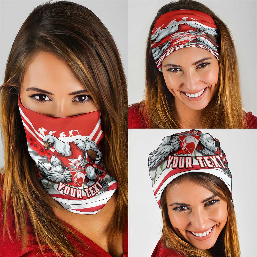 Personalised Sydney Swans ANZAC Neck Gaiter Military Remembrance Australian Football Mascot Camouflage