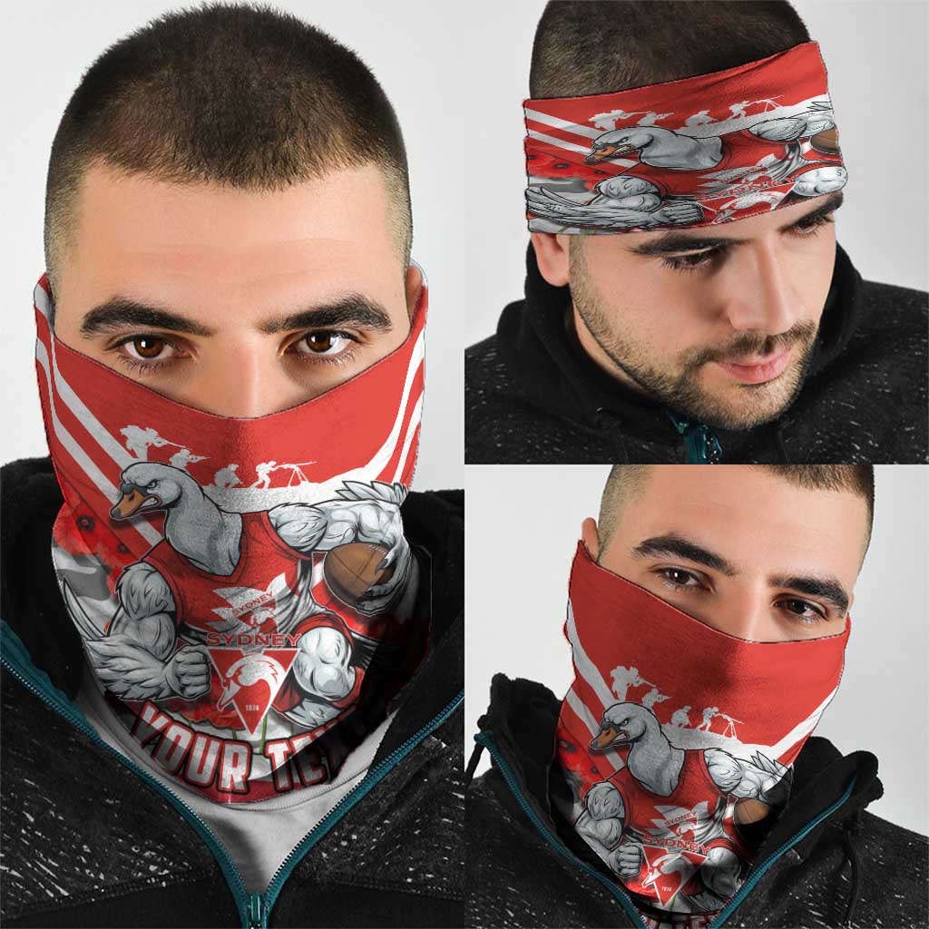 Personalised Sydney Swans ANZAC Neck Gaiter Military Remembrance Australian Football Mascot Camouflage