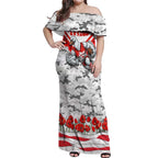 Personalised Sydney Swans ANZAC Off Shoulder Maxi Dress Military Remembrance Australian Football Mascot Camouflage