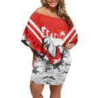 Personalised Sydney Swans ANZAC Off Shoulder Short Dress Military Remembrance Australian Football Mascot Camouflage