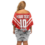 Personalised Sydney Swans ANZAC Off Shoulder Short Dress Military Remembrance Australian Football Mascot Camouflage