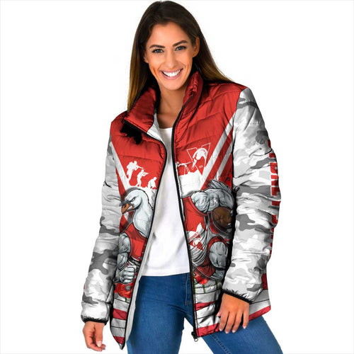 Personalised Sydney Swans ANZAC Padded Jacket Military Remembrance Australian Football Mascot Camouflage
