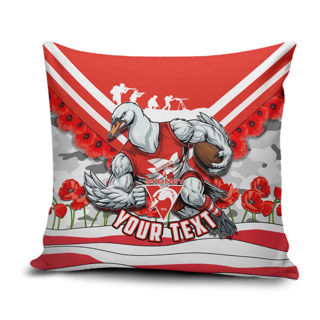 Personalised Sydney Swans ANZAC Pillow Cover Military Remembrance Australian Football Mascot Camouflage