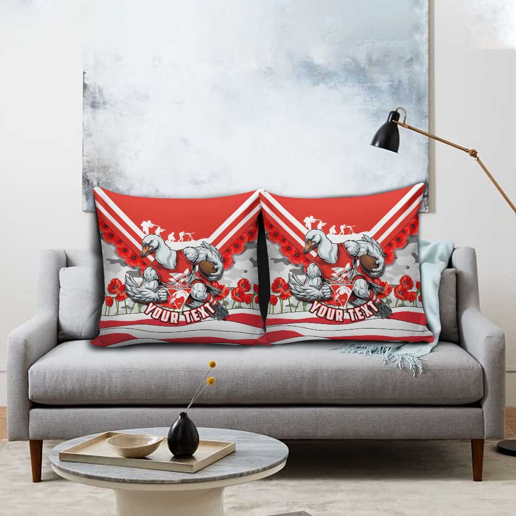 Personalised Sydney Swans ANZAC Pillow Cover Military Remembrance Australian Football Mascot Camouflage